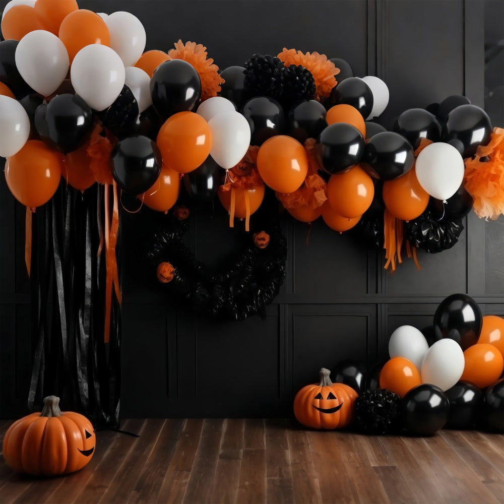 Sfondo Ghirlanda Di Palloncini Arancione E Nero Di Halloween BRP8-333