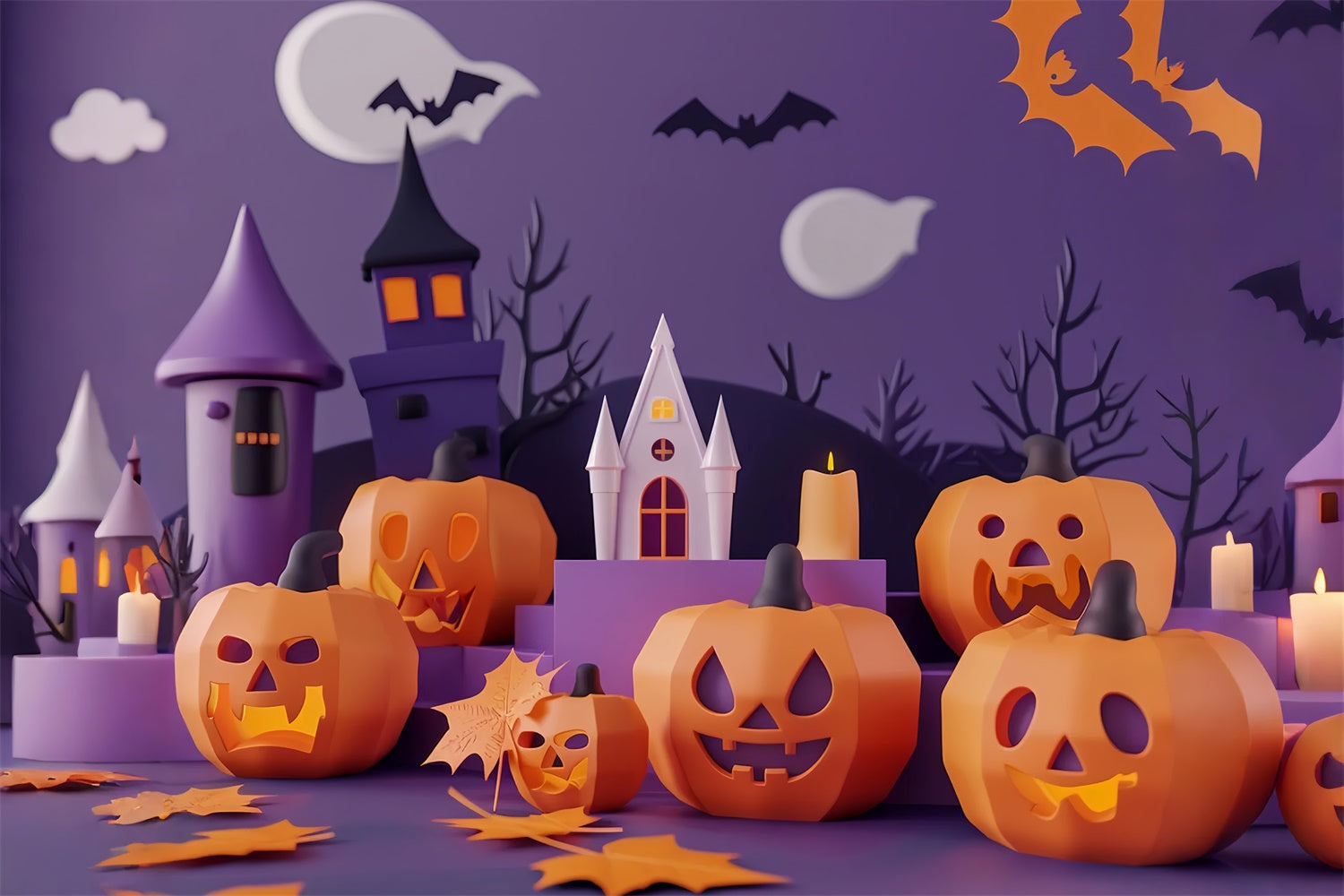 Castello Stregato Di Halloween Con Sfondo Jack-O-Lantern BRP8-335