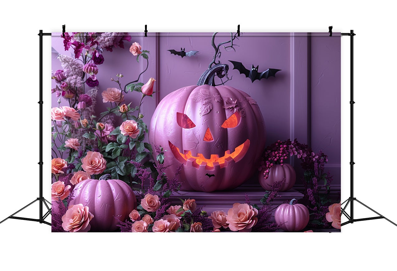 Sfondo Di Halloween Con Zucca E Rose Pastello BRP8-340