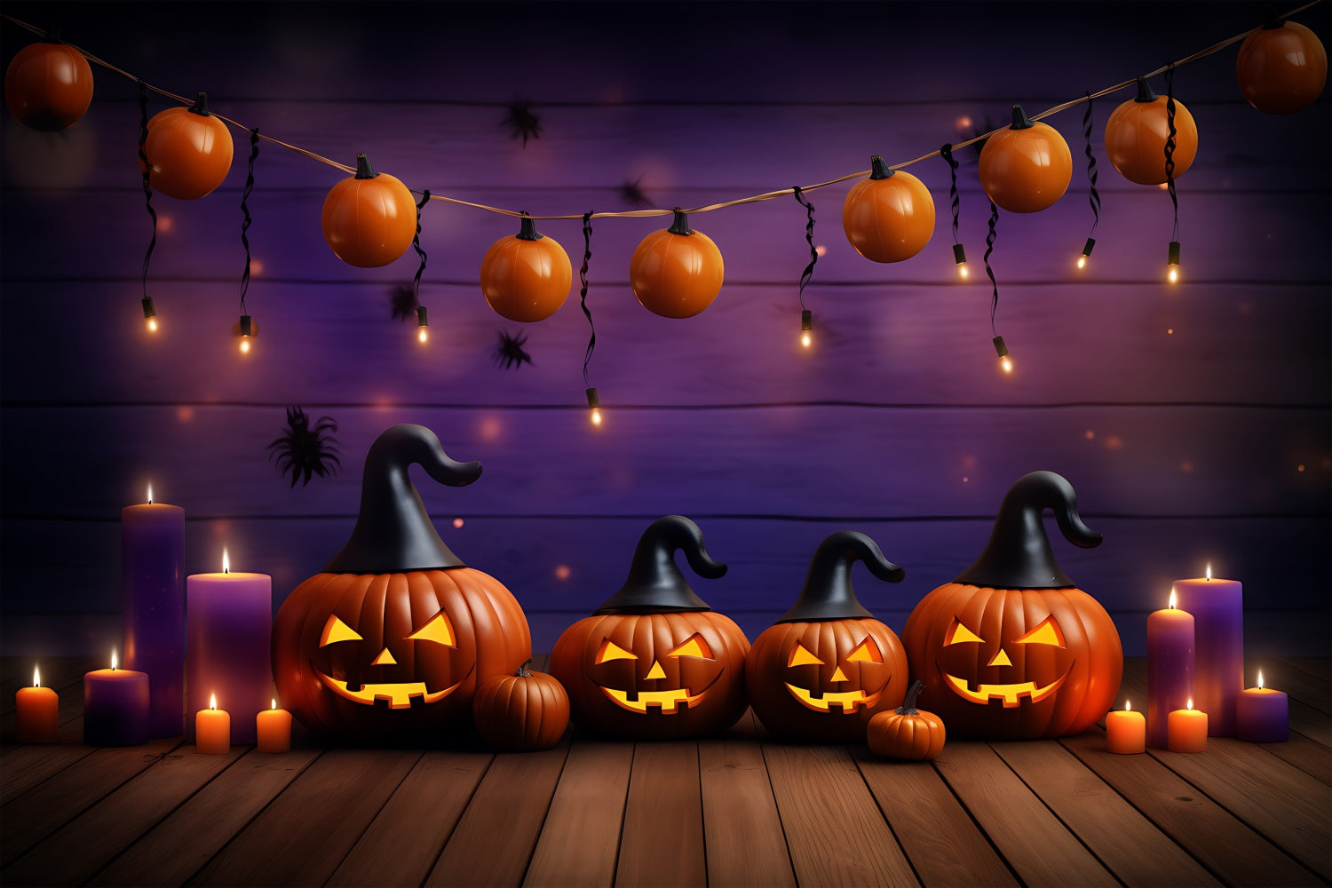 Sfondo Di Halloween Con Cappello Da Strega Jack-O'-Lantern BRP8-344
