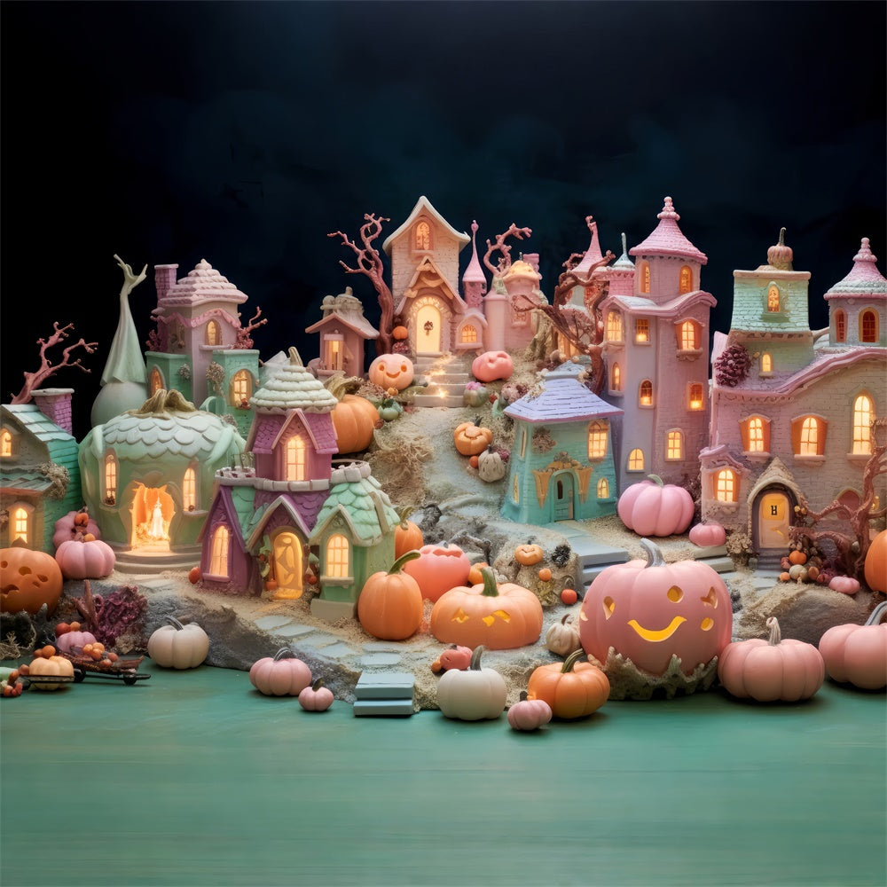 Sfondo Colorato Di Decorazioni Di Halloween Del Villaggio Stregato BRP8-346
