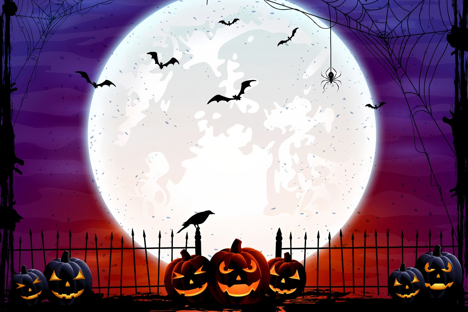 Sfondo Di Halloween Con Luna Piena E Jack-O'-Lantern BRP8-351