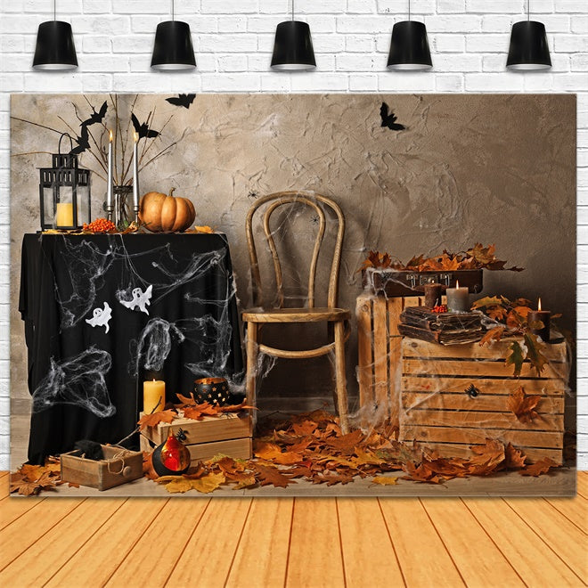 Sfondo Di Halloween Con Foglie Autunnali E Candele BRP8-353