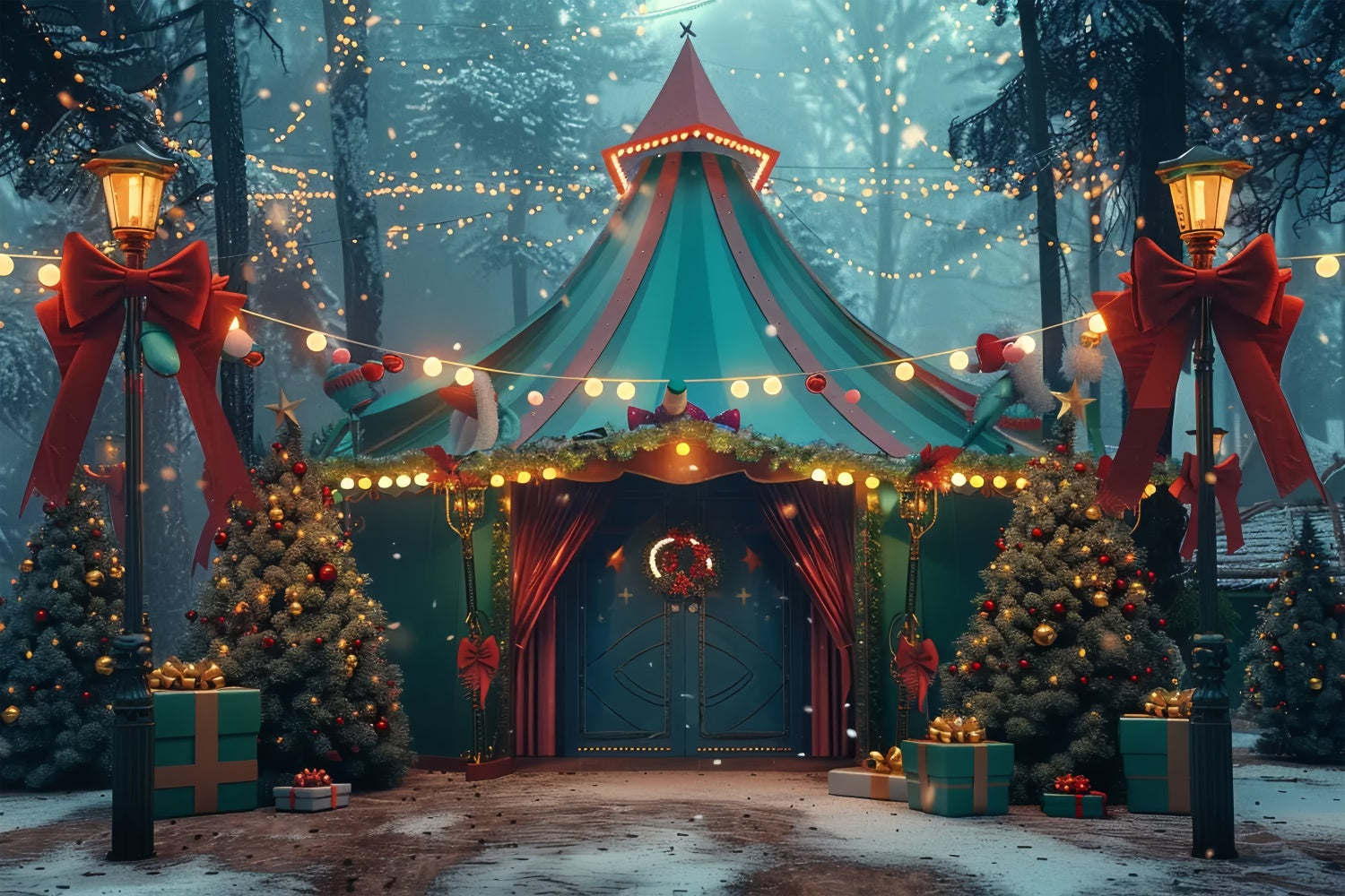 Sfondo Di Carnevale Della Foresta Incantata Di Natale BRP8-44