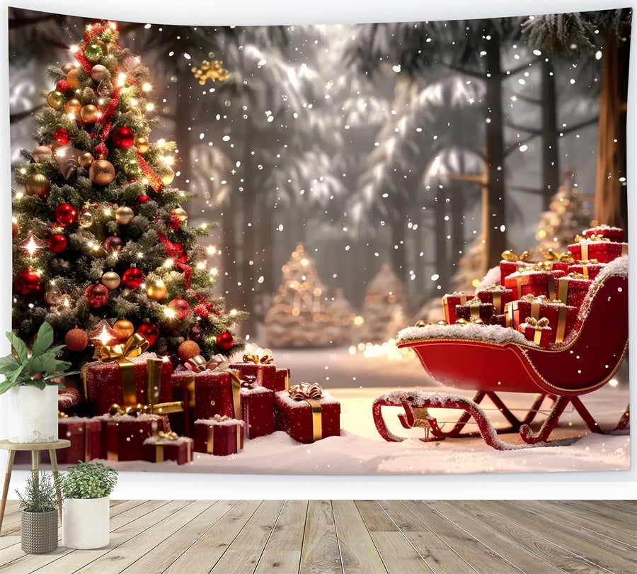 Slitta Di Natale Sullo Sfondo Del Paese Delle Meraviglie Invernali BRP8-49