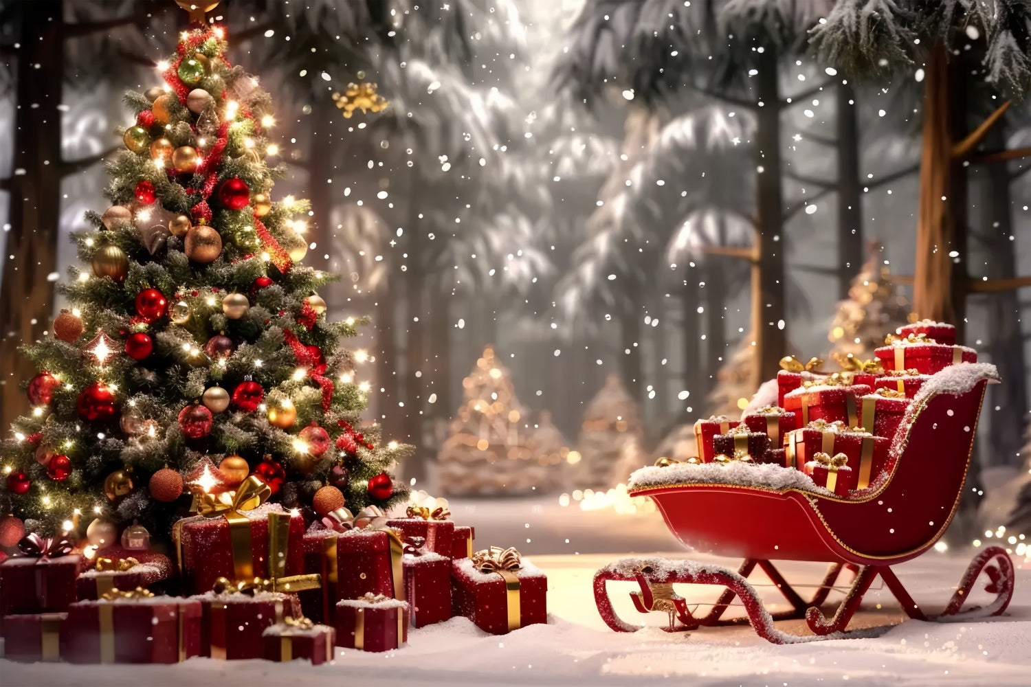 Slitta Di Natale Sullo Sfondo Del Paese Delle Meraviglie Invernali BRP8-49