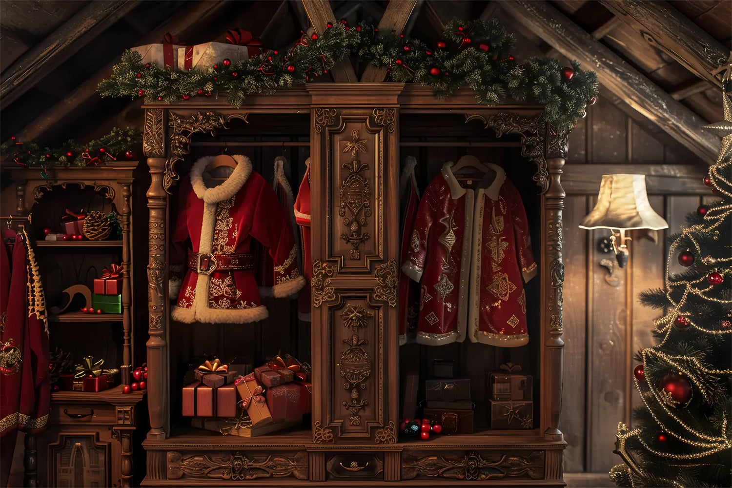Guardaroba E Regali Di Babbo Natale Sfondo Natalizio BRP8-54
