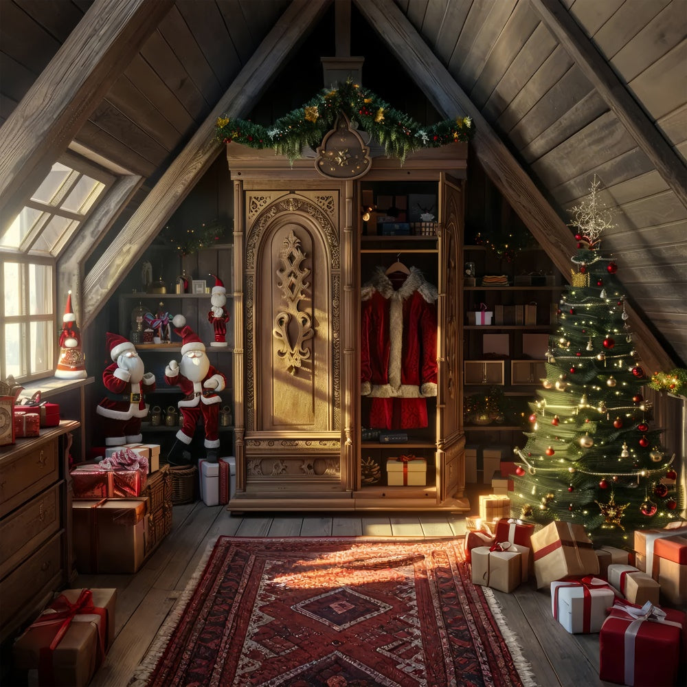 Sfondo Dell'Albero Di Natale E Del Guardaroba Di Babbo Natale BRP8-55
