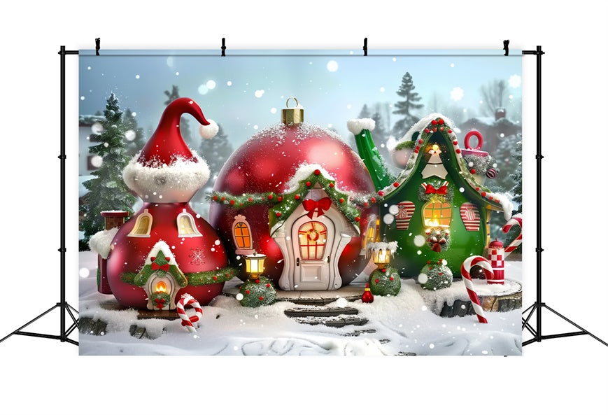 Sfondo Natalizio Del Villaggio Delle Teiere Di Babbo Natale BRP8-57