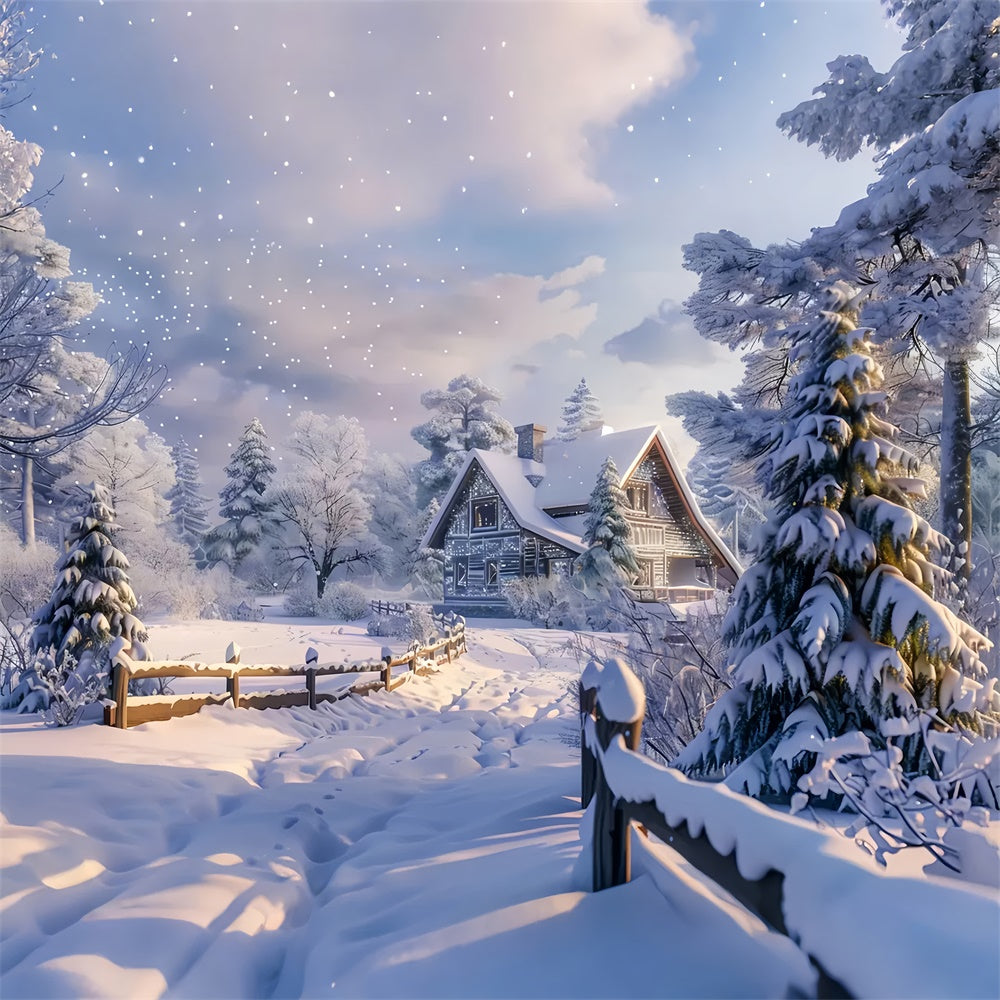 Capanna Di Natale Innevata Sullo Sfondo Della Foresta BRP8-63