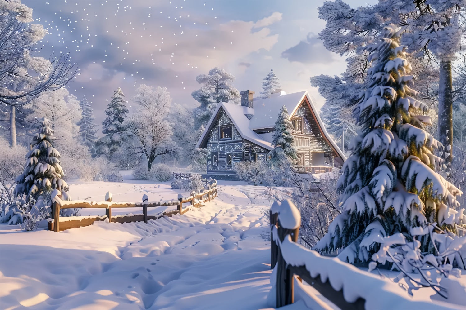 Capanna Di Natale Innevata Sullo Sfondo Della Foresta BRP8-63