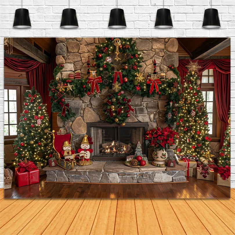 Mantello Natalizio Con Alberi E Luci Sullo Sfondo BRP8-64