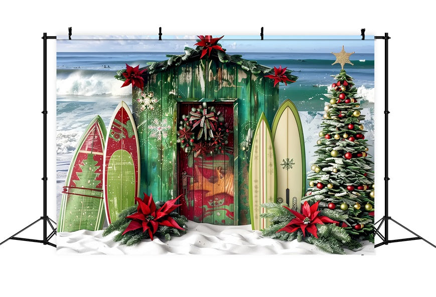 Surf Shack Natalizio Sullo Sfondo Della Spiaggia BRP8-67