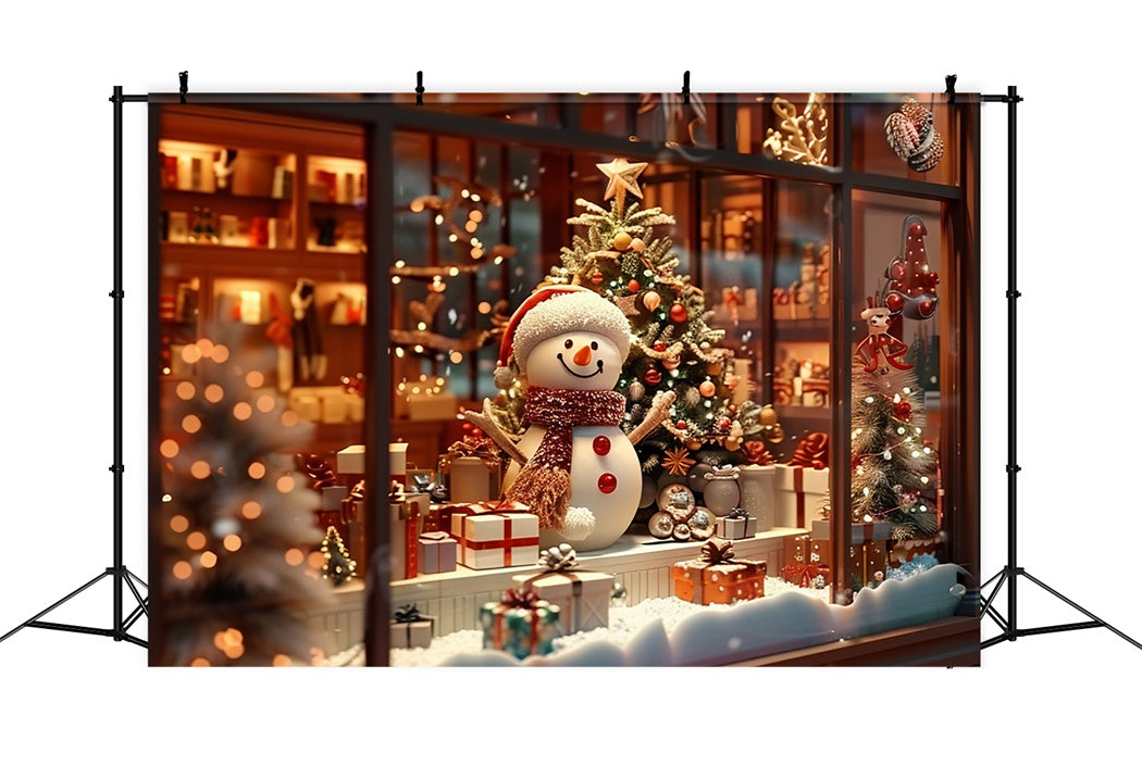 Sfondo Della Finestra Di Natale Con Pupazzo Di Neve E Regali BRP8-95
