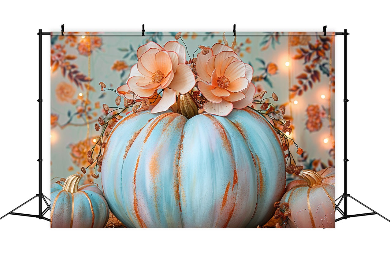 Composizione Floreale Sfondo Di Zucca Blu Pastello BRP9-127