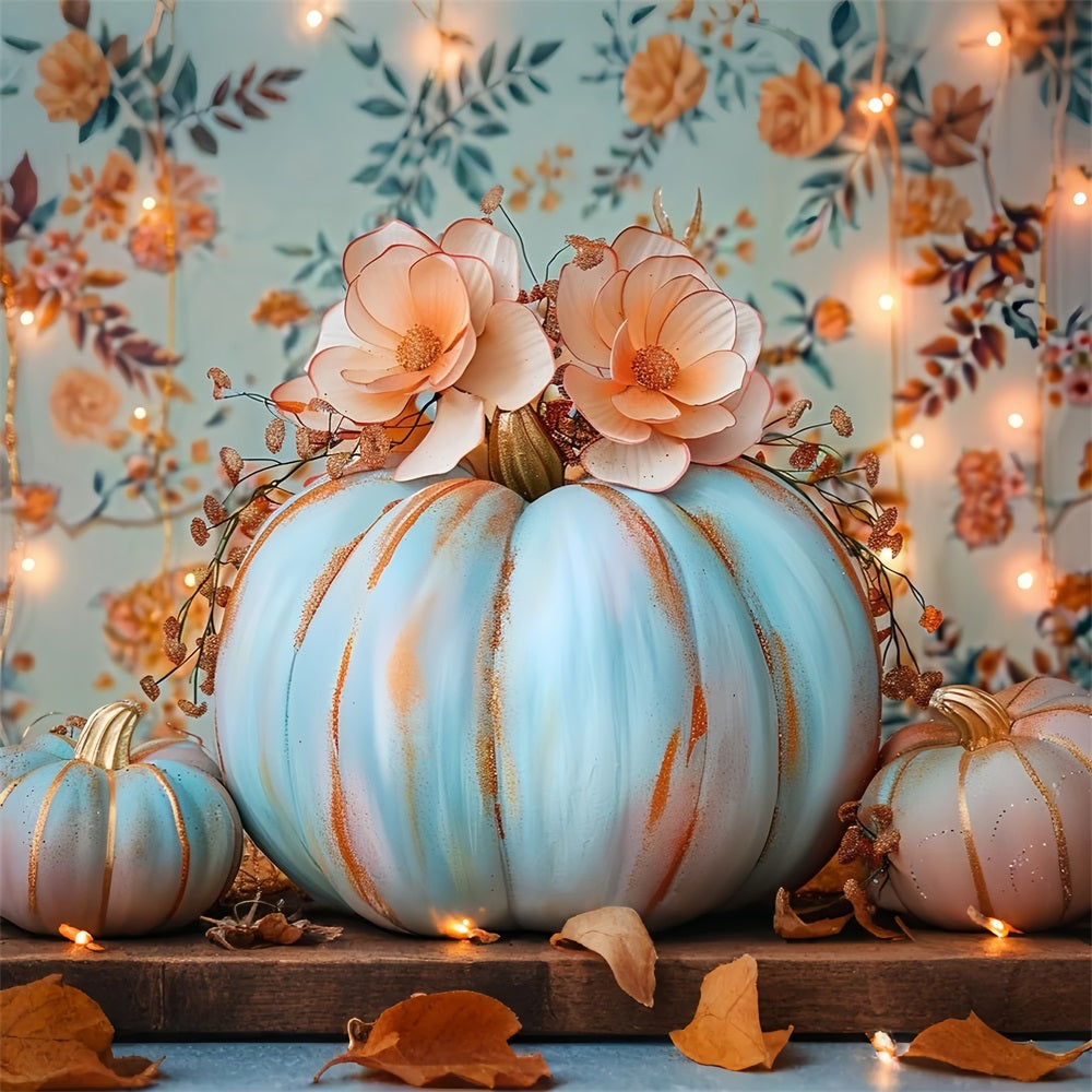 Composizione Floreale Sfondo Di Zucca Blu Pastello BRP9-127