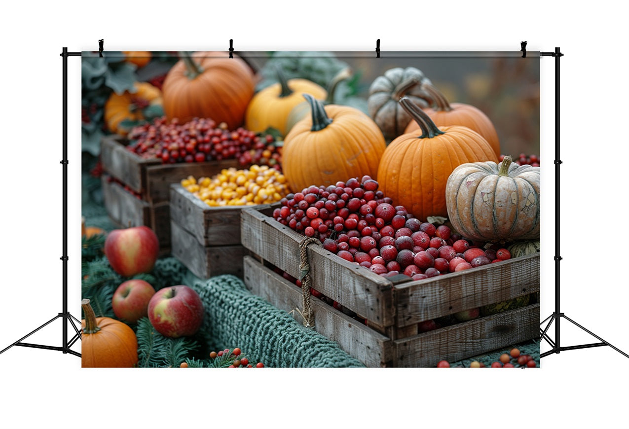 Raccogli Le Casse Di Legno Zucche Frutta Sfondo BRP9-136