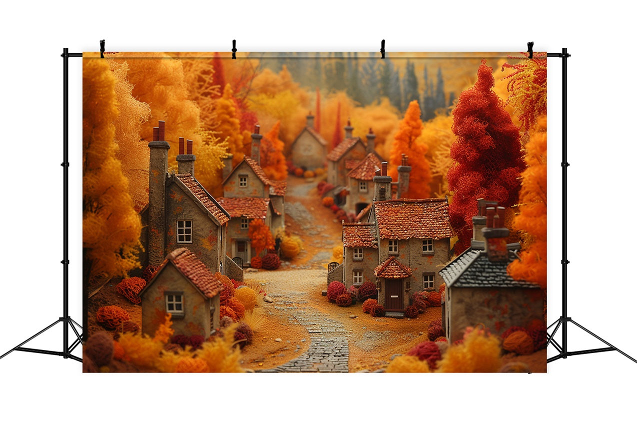 Libro Di Fiabe Autunno Villaggio Caldo Arancio Sfondo BRP9-149