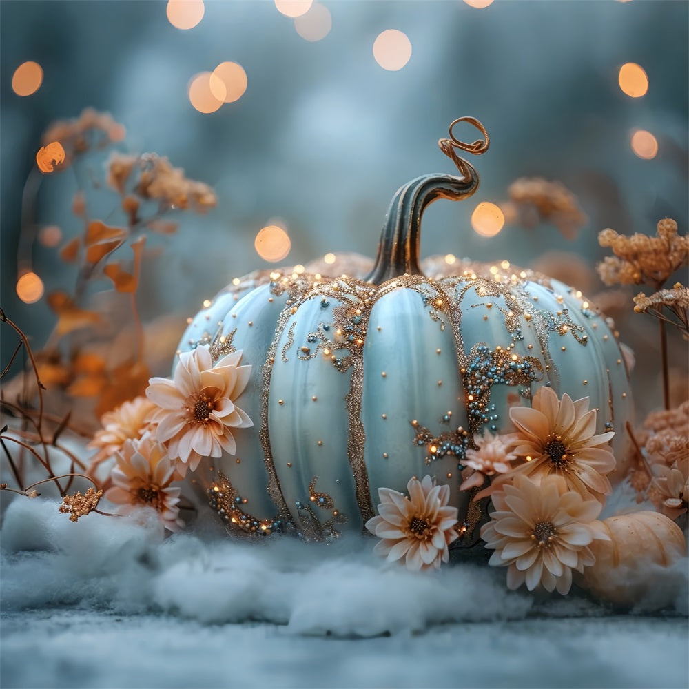 Elegante Sfondo Autunnale Con Accenti Floreali Di Zucca Scintillante BRP9-179