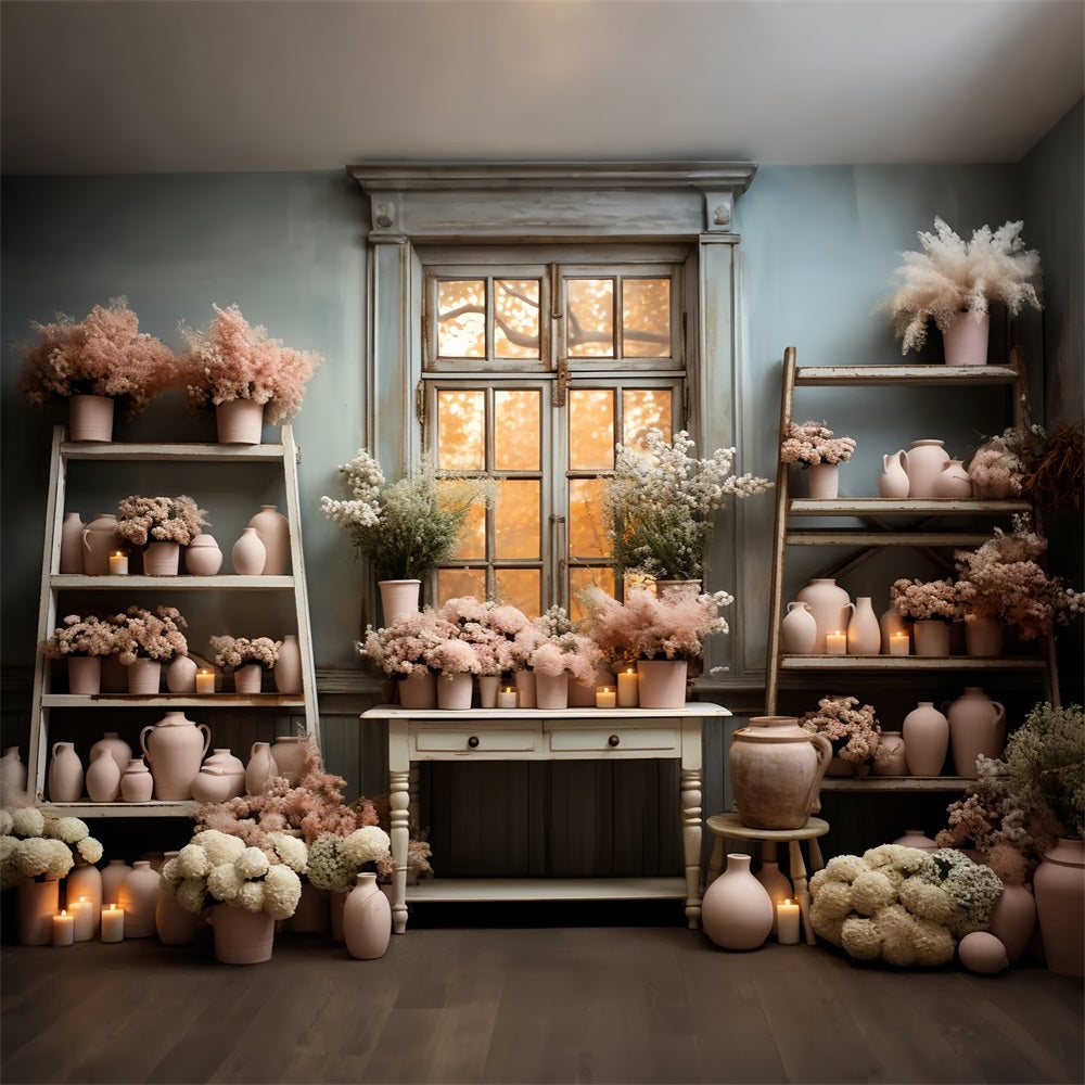 Sfondo Con Impostazione Floreale Per Finestra In Ceramica Rosa Tenue BRP9-195