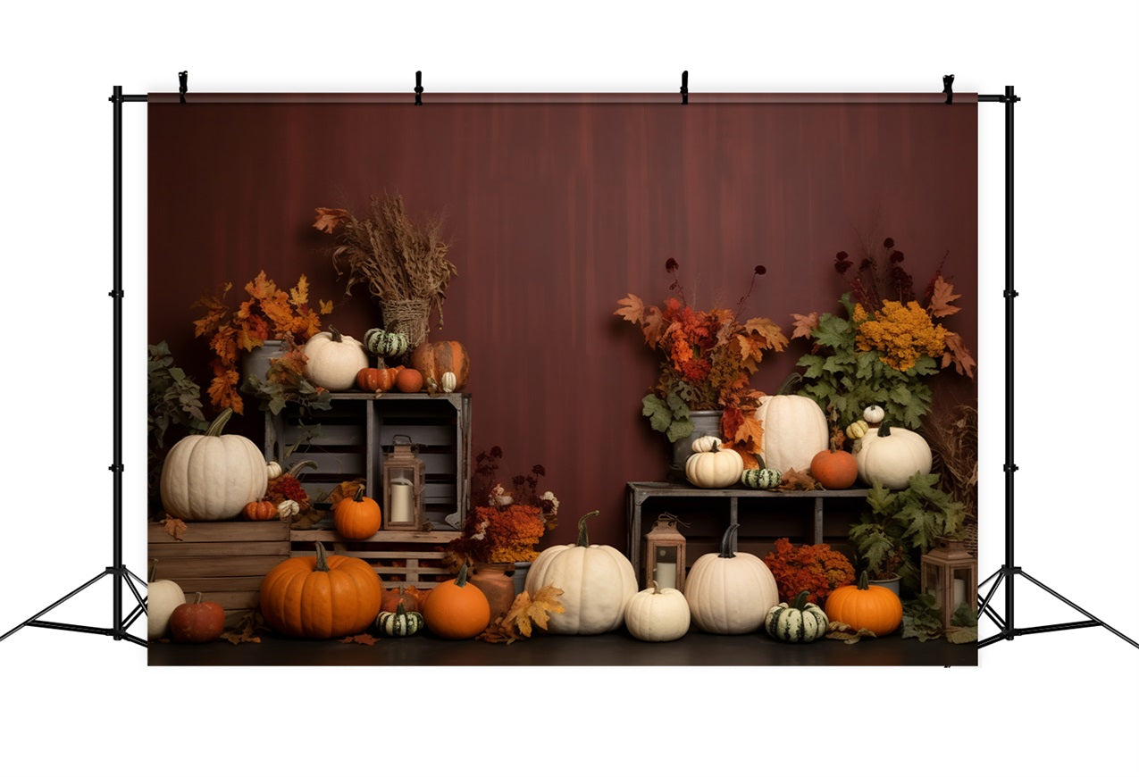 Sfondo Di Lanterne Di Zucche Con Display Per Raccolta Autunnale BRP9-203