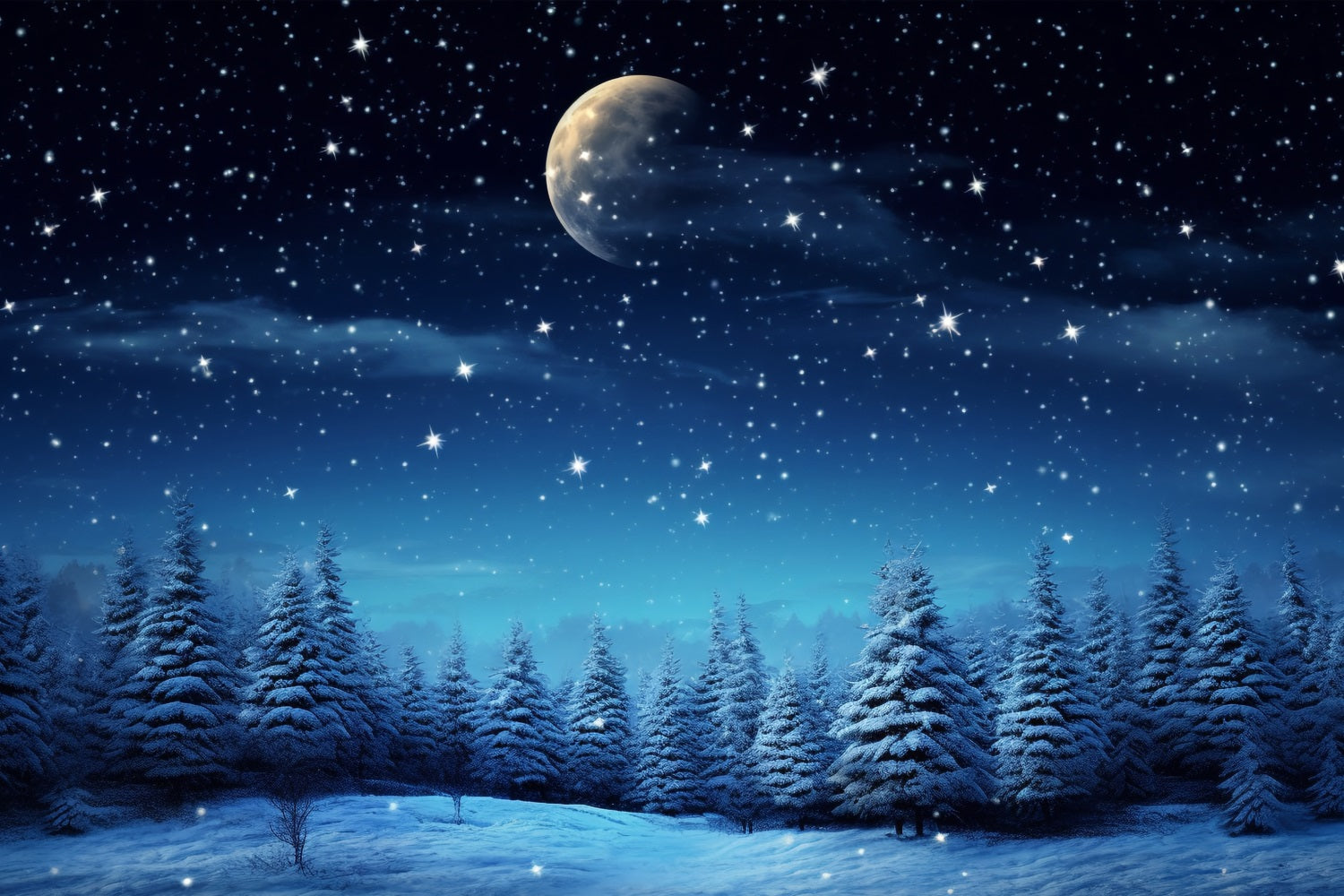 Sfondo Fotografico Del Paese Delle Meraviglie Invernale Della Notte Stellata BRP9-211