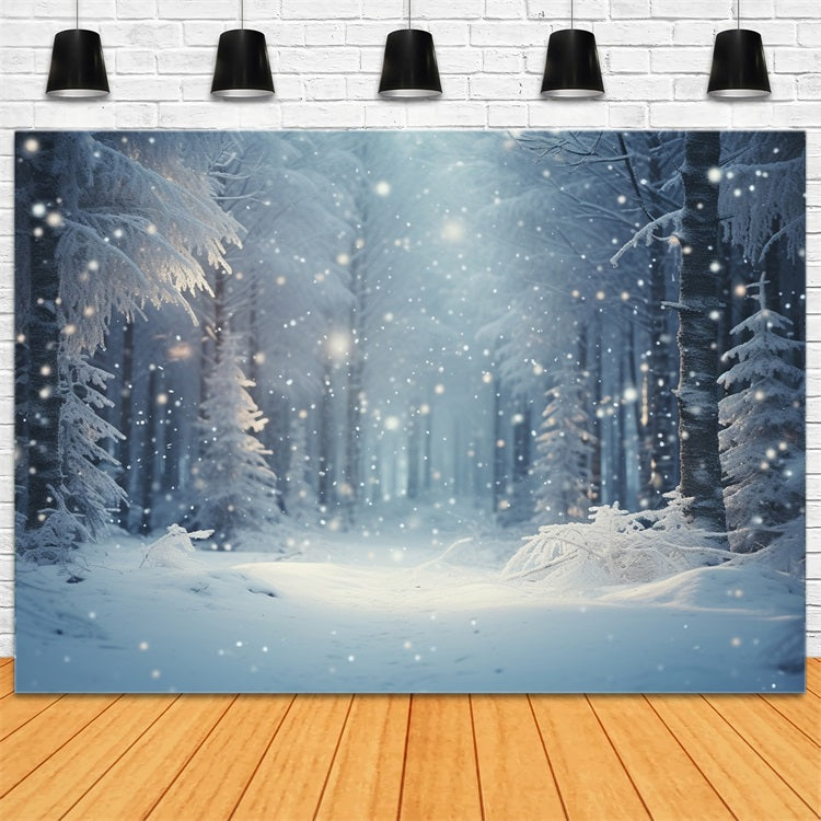 Sfondo Della Foresta Incantata Delle Nevicate Della Notte Invernale BRP9-222