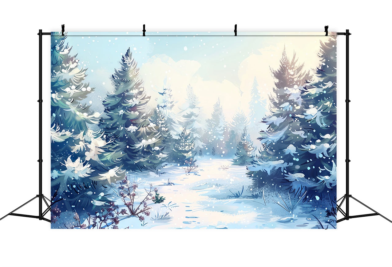Foresta Invernale Cosmica Con Sfondo Nevicato BRP9-225