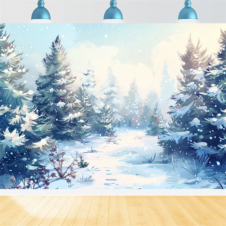 Foresta Invernale Cosmica Con Sfondo Nevicato BRP9-225