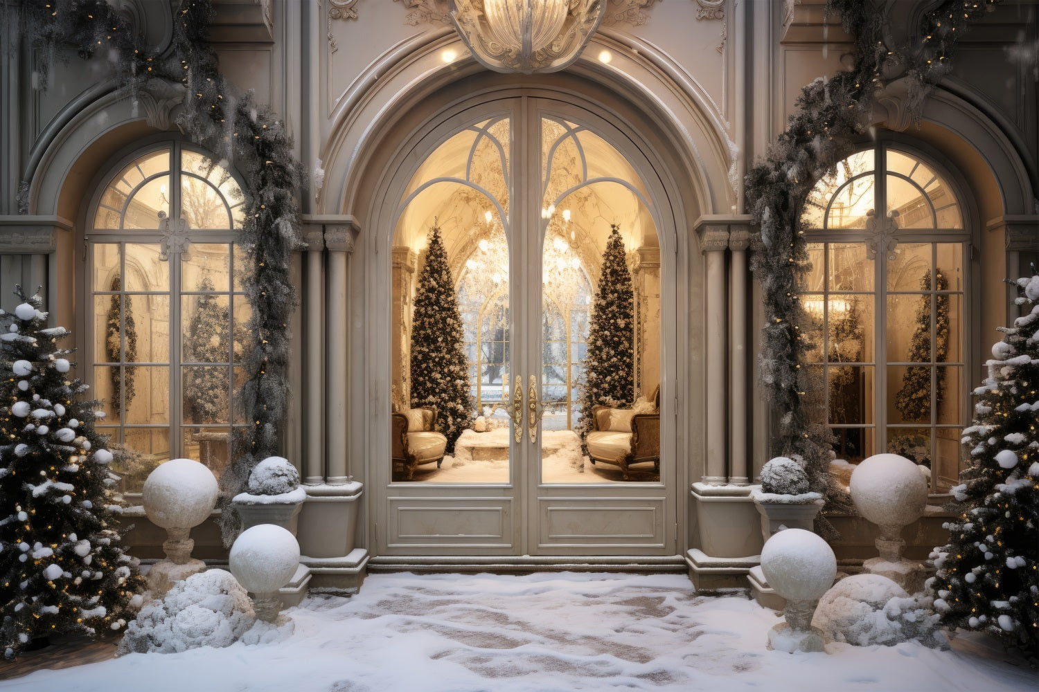 Lussuoso Sfondo Di Ingresso Innevato Di Natale Invernale BRP9-237