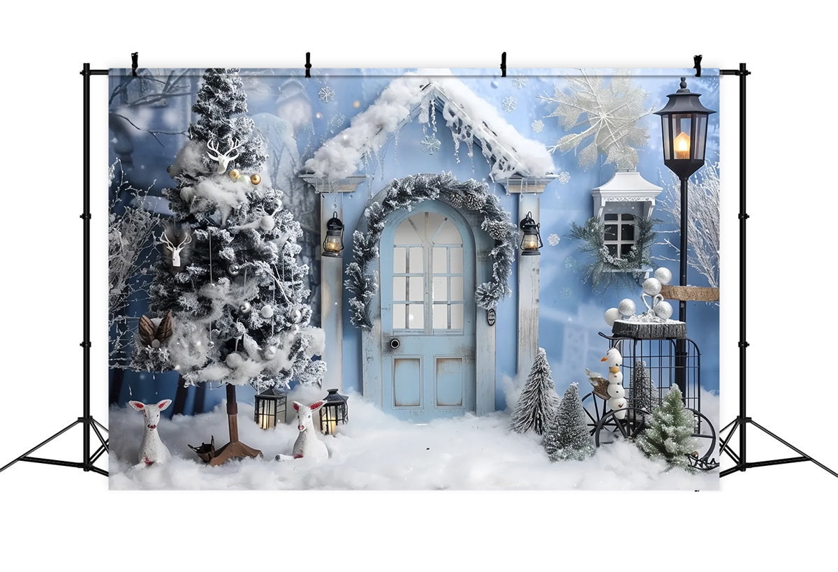 Sfondo Di Natale Winter Wonderland Con Cabina Innevata BRP9-25