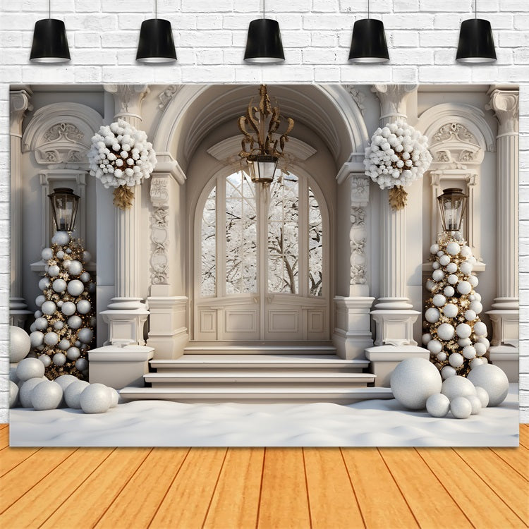 Sfondo Con Palline Di Natale Ornate Per L'Ingresso Del Palazzo D'Inverno BRP9-264