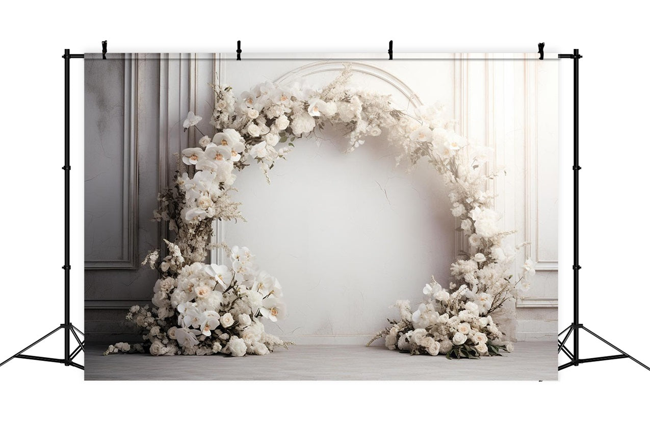 Boho Romantico Sfondo Decorativo Con Arco Di Fiori Bianchi BRP9-270