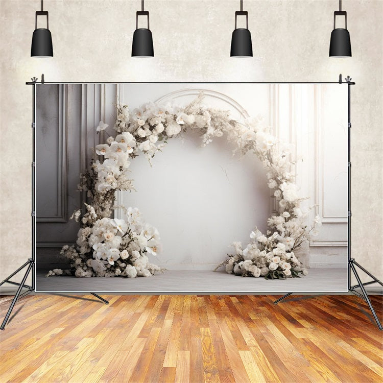 Boho Romantico Sfondo Decorativo Con Arco Di Fiori Bianchi BRP9-270