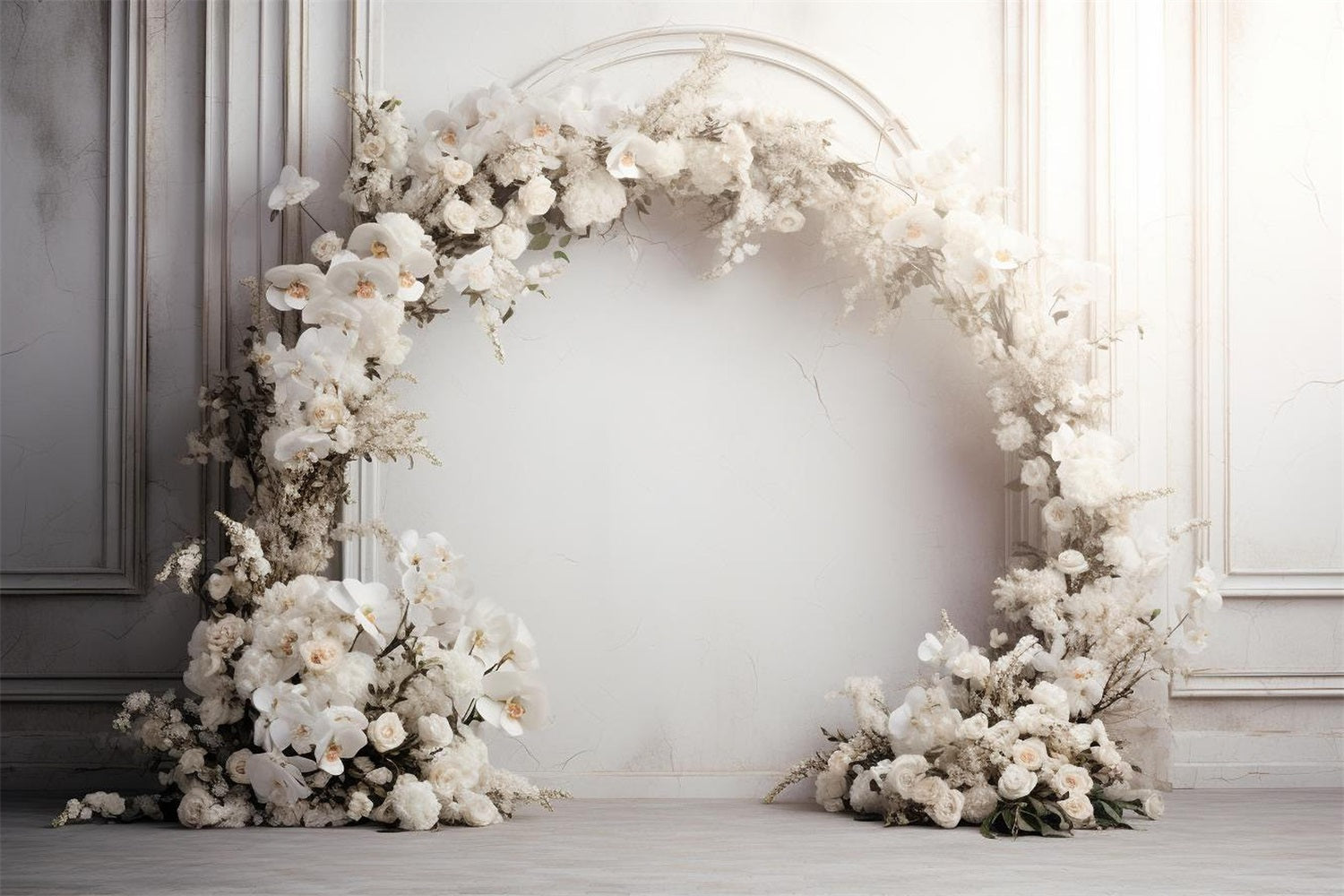 Boho Romantico Sfondo Decorativo Con Arco Di Fiori Bianchi BRP9-270