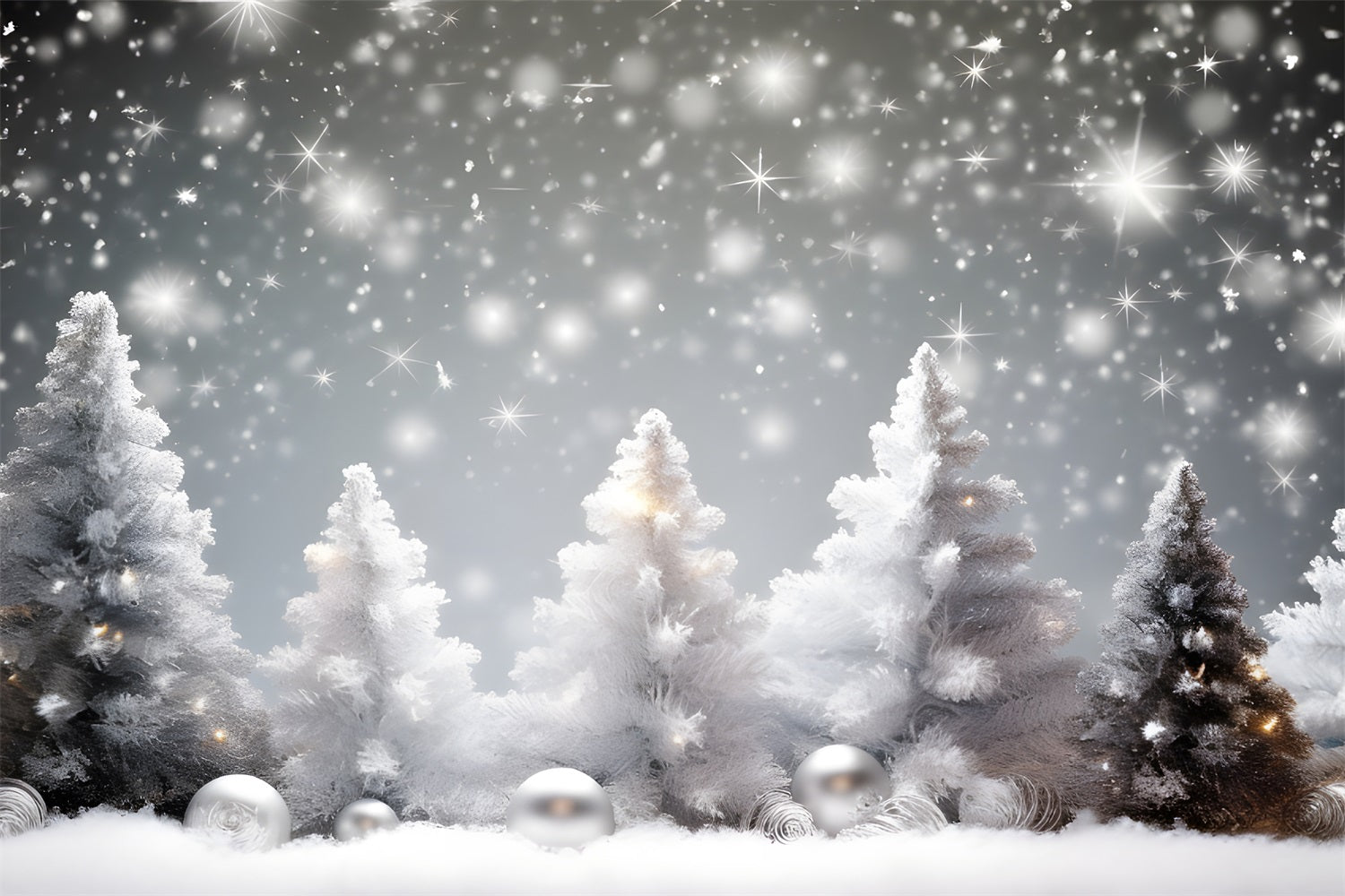 Sfondo Di Nevicate Scintillanti Di Pini Del Crepuscolo Invernale BRP9-273