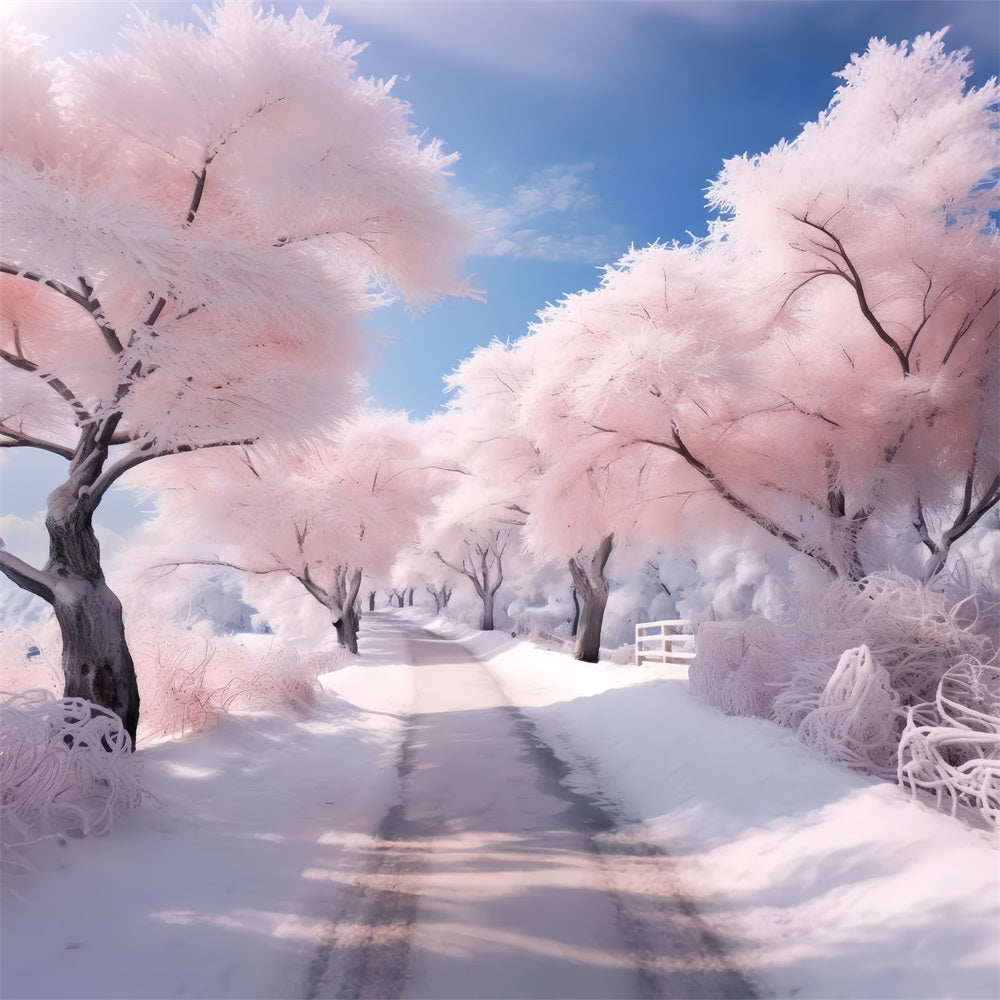 Incantevole Sfondo Invernale Del Paese Delle Meraviglie Dell'Albero Rosa Invernale BRP9-276