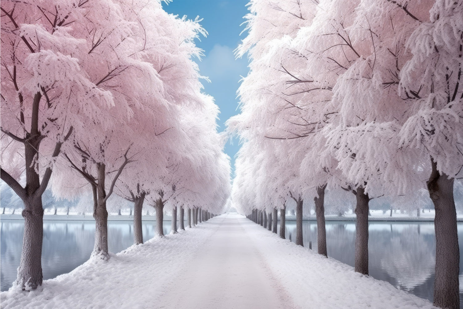 Sfondo Fotografico Sereno Rosa Gelido Percorso Invernale BRP9-277