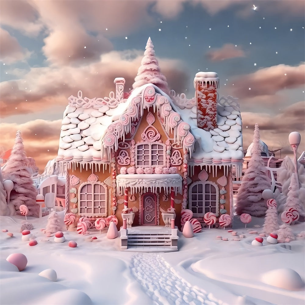 Sfondo Invernale Candy Gingerbread Cottage BRP9-288