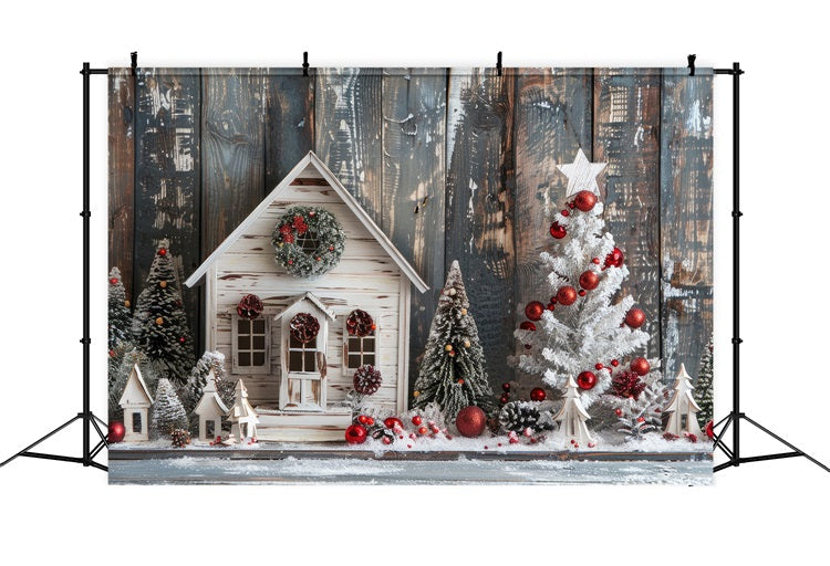 Sfondo Di Decorazioni Per Le Vacanze Con Scena Invernale In Cottage Accogliente BRP9-300