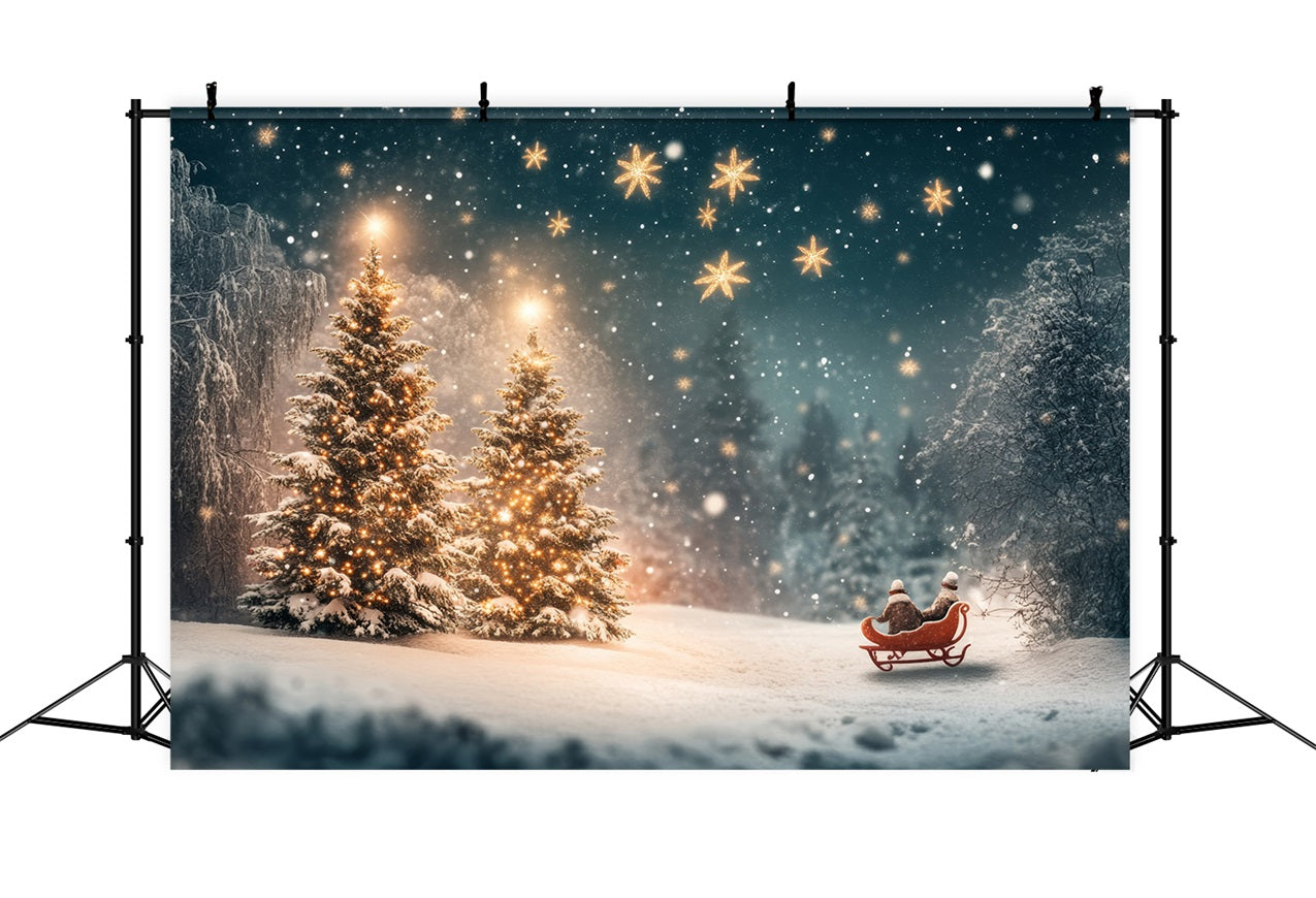 Alberi Forestali Illuminati Sotto Lo Sfondo Del Cielo Innevato BRP9-306