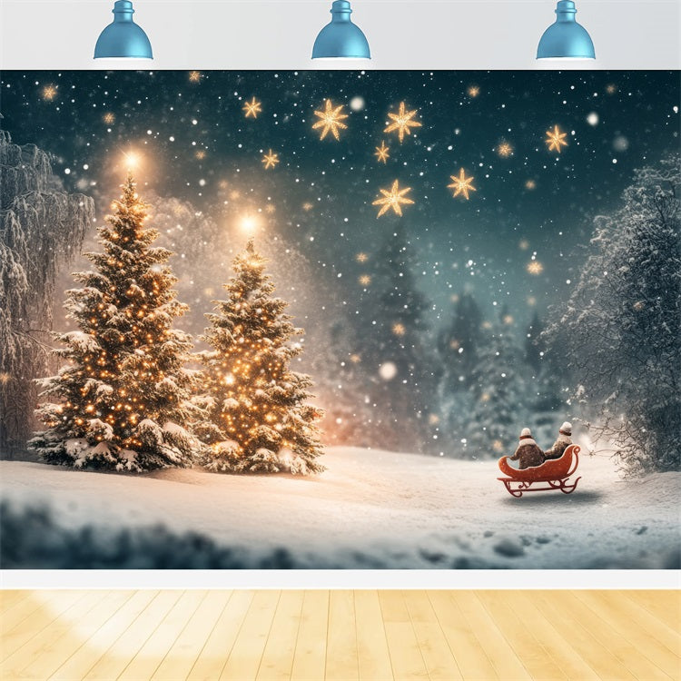 Alberi Forestali Illuminati Sotto Lo Sfondo Del Cielo Innevato BRP9-306