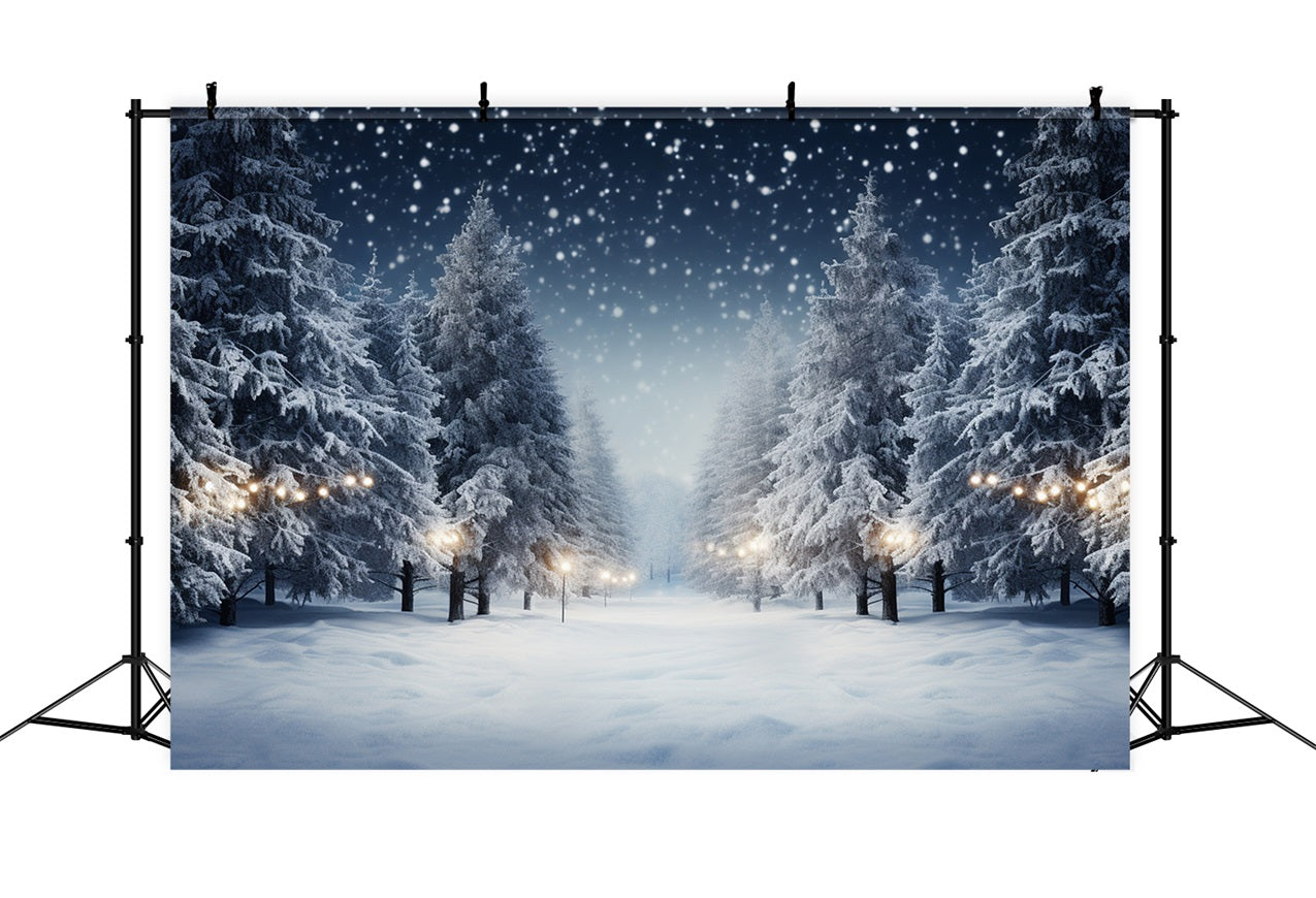 Sfondo Fotografico Invernale Innevato Con Alberi Di Pino BRP9-312