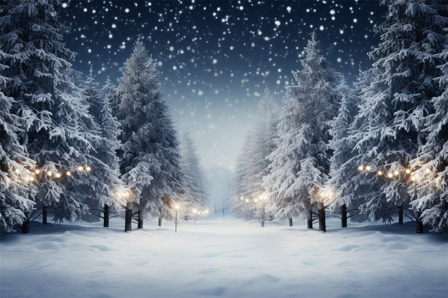 Sfondo Fotografico Invernale Innevato Con Alberi Di Pino BRP9-312