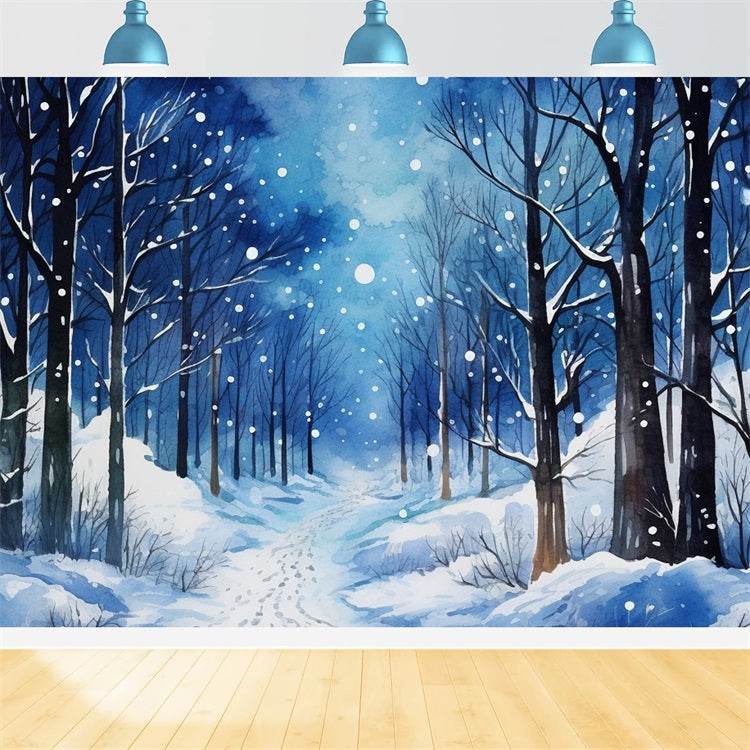 Sfondo Della Foresta Invernale Di Serena Notte Innevata BRP9-314