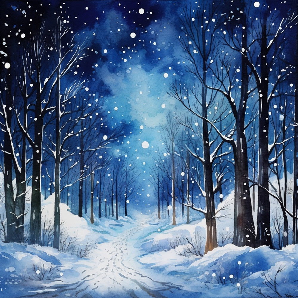 Sfondo Della Foresta Invernale Di Serena Notte Innevata BRP9-314