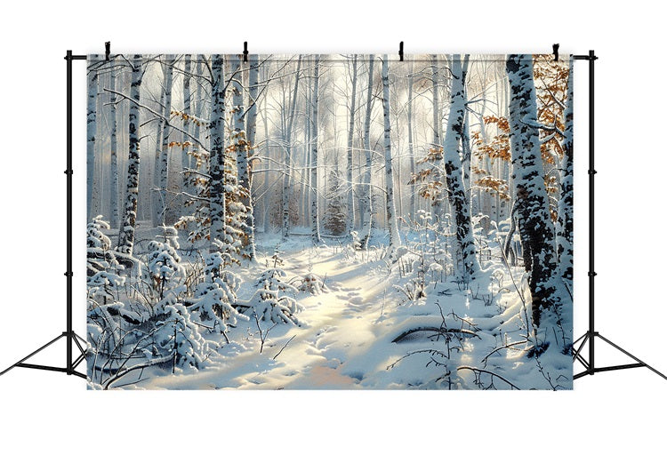 Incantevole Sfondo Invernale Della Foresta Ghiacciata Ricoperta Di Neve BRP9-317