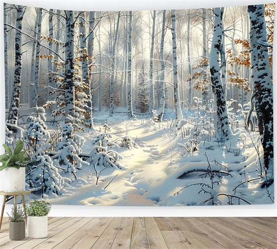 Incantevole Sfondo Invernale Della Foresta Ghiacciata Ricoperta Di Neve BRP9-317