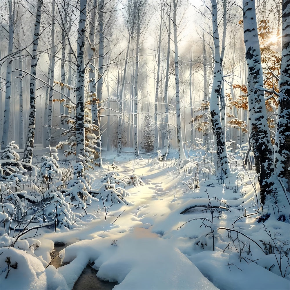 Incantevole Sfondo Invernale Della Foresta Ghiacciata Ricoperta Di Neve BRP9-317