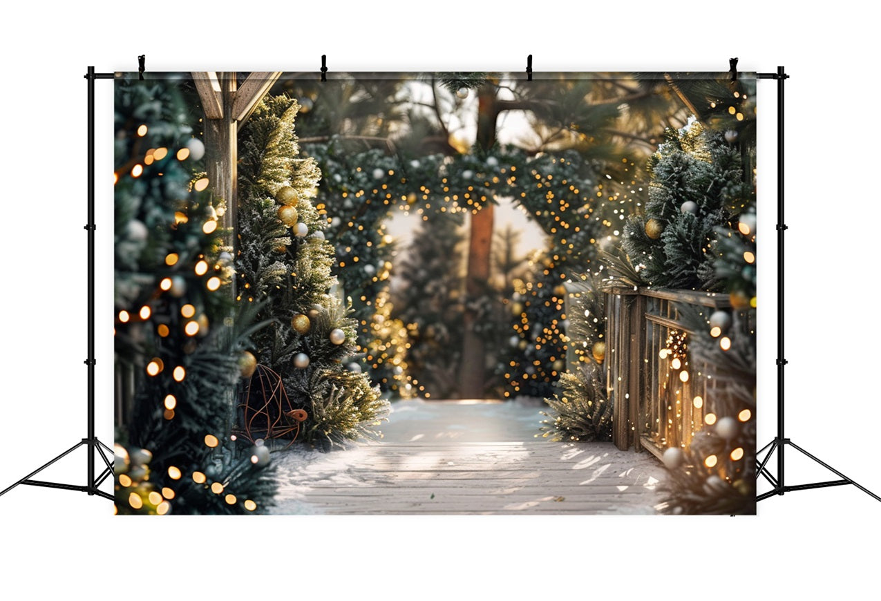Sfondo Di Luci Natalizie Decorate Con Passerella Invernale BRP9-334